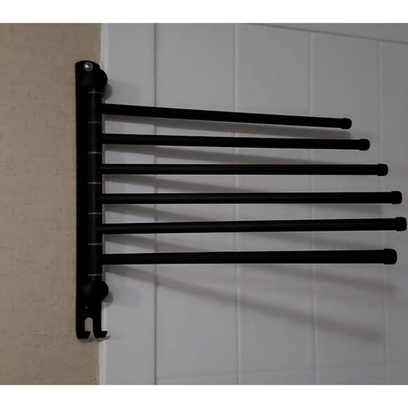 Space Saving Towel Rack Black Towel Rack Wall Mounted, 6-Arms Towel Bar - Picture 2 of 2